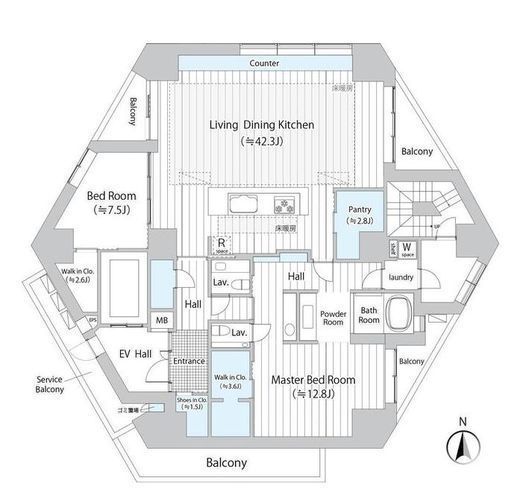 THE DOORS 広尾 (ザ・ドアーズ広尾) 700 間取り図