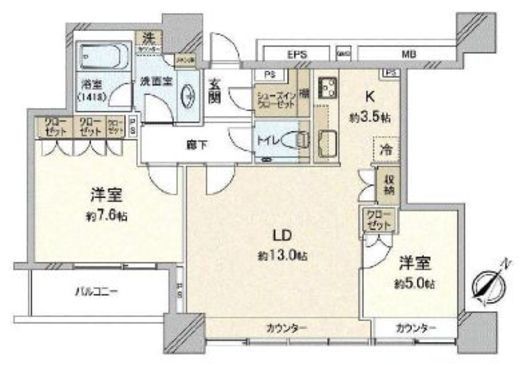 ザ・ヒルトップタワー高輪台 16階 間取り図
