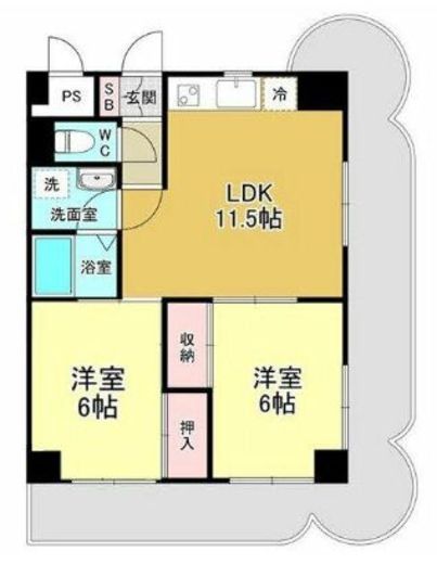 ロイヤルフラット野毛山壱番館 801 間取り図