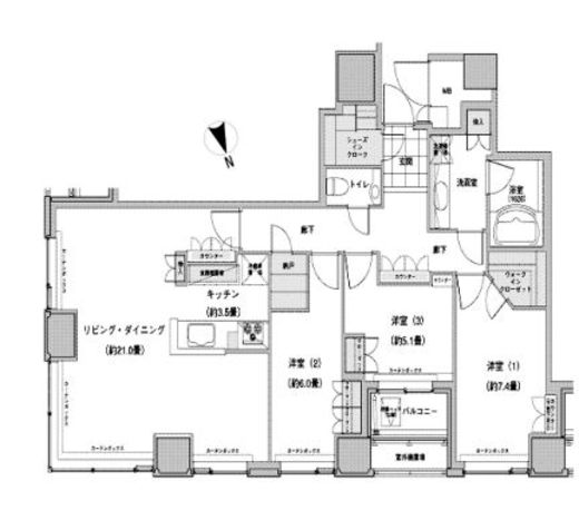 ウエストパークタワー池袋 3208 間取り図