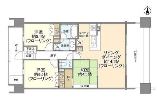 サンクタス立川T1 8階 間取り図