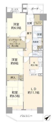 クレストフォルム新横浜サウススクエア 7階 間取り図