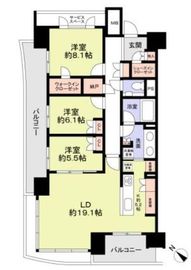 HARUMI FLAG SUN VILLAGE (晴海フラッグ サンヴィレッジ) 5階 間取り図