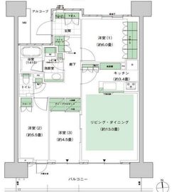 HARUMI FLAG PARK VILLAGE (晴海フラッグ パークヴィレッジ) 13階 間取り図