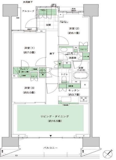 HARUMI FLAG PARK VILLAGE (晴海フラッグ パークヴィレッジ) 3階 間取り図