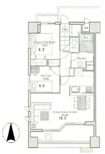 LANAI TOWN RENAISSANCE GRAND HIGHRISE (ラナイ タウン ルネッサンス グランドハイライズ) 801 間取り図