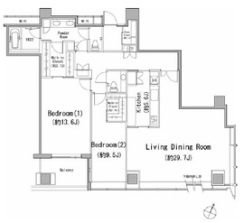 二番町パークフォレスト 1209 間取り図