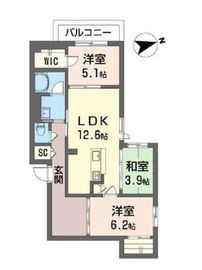 コートブランシュ湘南鵠沼 205 間取り図