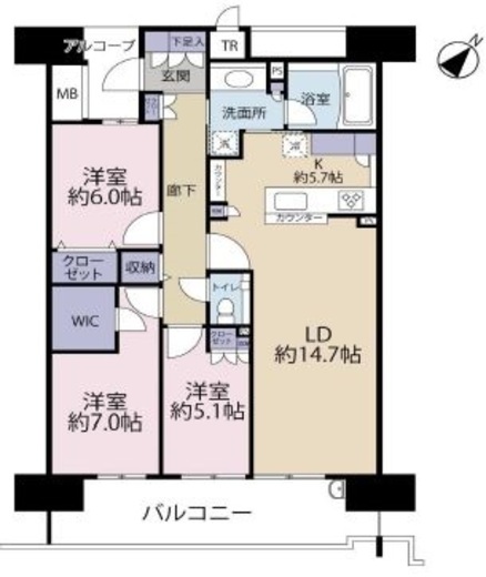 HARUMI FLAG SEA VILLAGE (晴海フラッグ シーヴィレッジ) 14階 間取り図