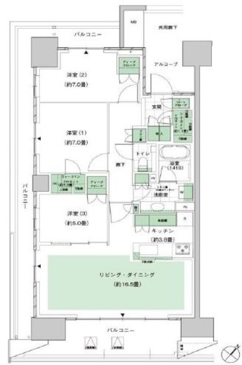 HARUMI FLAG PARK VILLAGE (晴海フラッグ パークヴィレッジ) 13階 間取り図