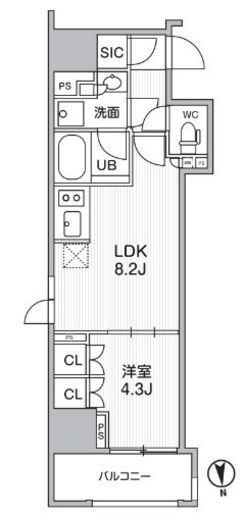 シーズンフラッツ新御徒町 601 間取り図