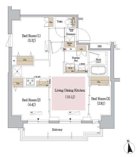 アーバネックス新御徒町 1107 間取り図
