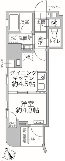 ライオンズミレス蔵前 15階 間取り図