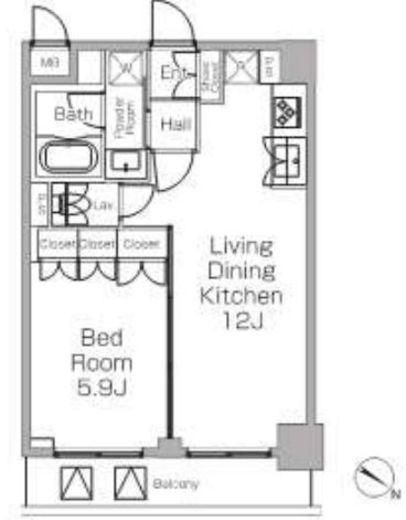 プラウドフラット三軒茶屋Ⅱ 206 間取り図