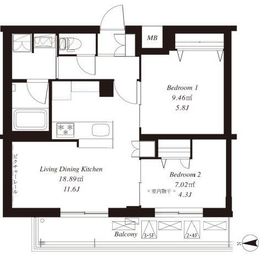 フレンシア下井草 101 間取り図