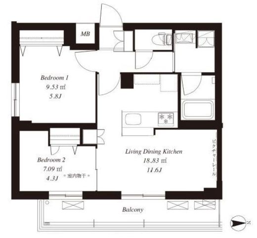 フレンシア下井草 205 間取り図