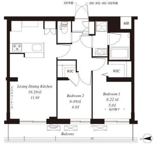 フレンシア下井草 502 間取り図