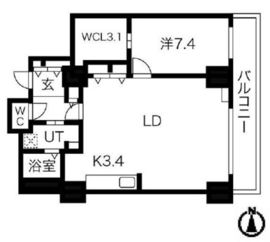 シティコート目黒 4-812 間取り図