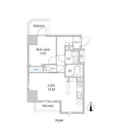 スカイグランデ新御徒町 1204 間取り図