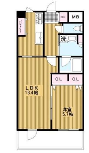 フロール横浜三ツ沢 2階 間取り図