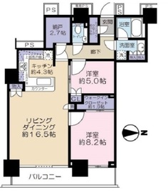 ベイクレストタワー 6階 間取り図
