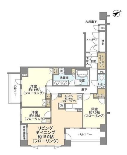 マスターテラス中野平和の森公園 7階 間取り図
