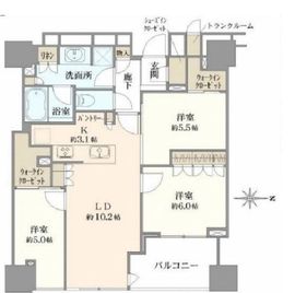 ブリリアタワー上野池之端 30階 間取り図