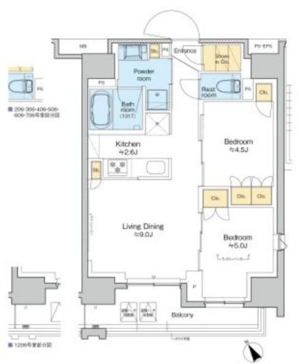 プラウドフラット清澄通り 906 間取り図