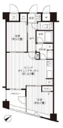 コスモリード新宿余丁町 406 間取り図