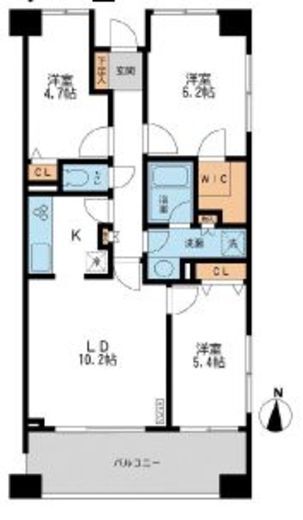 CASSIA横濱ガーデン山 107 間取り図