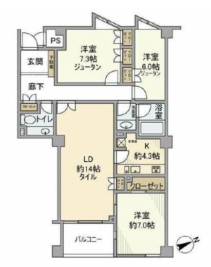 プレステージ浜田山 1階 間取り図