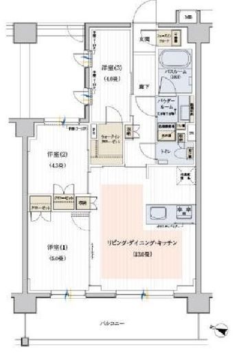 パレステージ茅ヶ崎Ⅱ 3階 間取り図