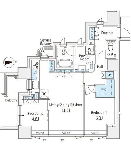 シャリエ神宮外苑 7階 間取り図