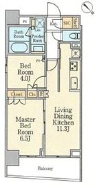 クレストコート日本橋浜町 401 間取り図