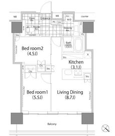 パークハビオ赤坂タワー 1802 間取り図