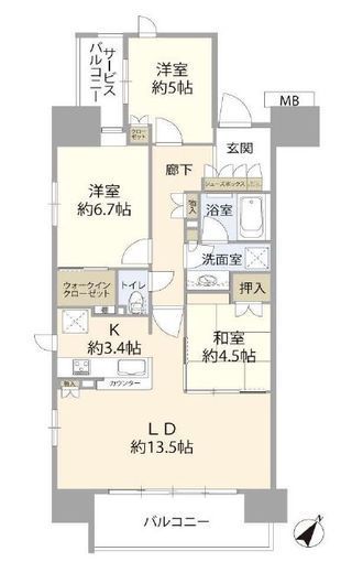 新小岩パークフロントアベニューテラス 4階 間取り図
