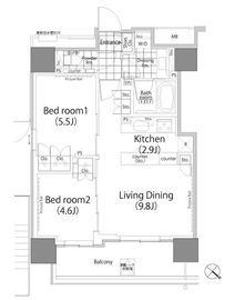 パークハビオ赤坂タワー 1801 間取り図