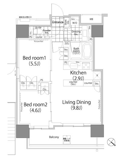 パークハビオ赤坂タワー 1901 間取り図