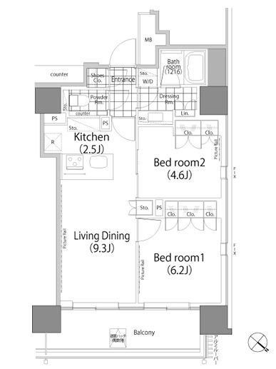 パークハビオ赤坂タワー 2103 間取り図