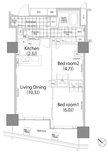 パークハビオ赤坂タワー 2105 間取り図