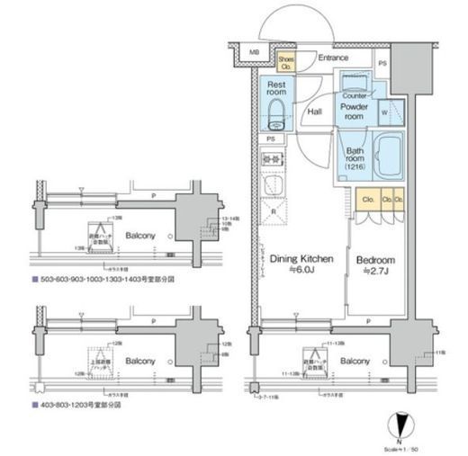 プラウドフラット亀戸ステーションプレイス 803 間取り図