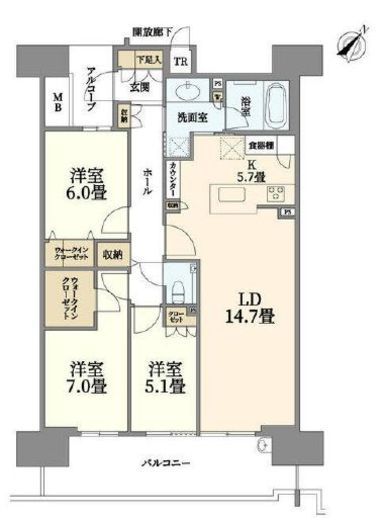 HARUMI FLAG SEA VILLAGE (晴海フラッグ シーヴィレッジ) 12階 間取り図