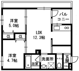 Mieux vie Yoyogi-Uehara (ミュウ・ヴィ 代々木上原) 206 間取り図