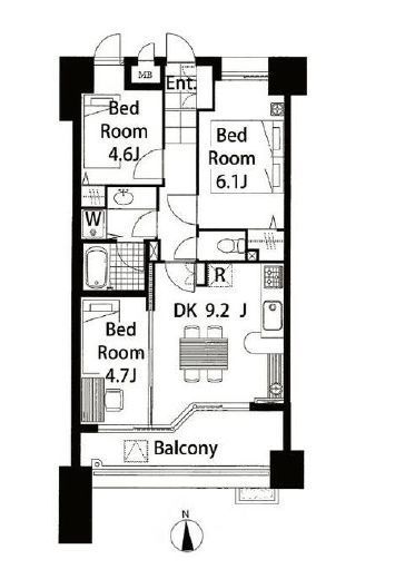LANAI TOWN RENAISSANCE GRAND HIGHRISE (ラナイ タウン ルネッサンス グランドハイライズ) 303 間取り図