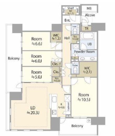 HARUMI FLAG SEA VILLAGE (晴海フラッグ シーヴィレッジ) 12階 間取り図