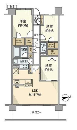ザ・パークハウスオイコス鎌倉大船 5階 間取り図