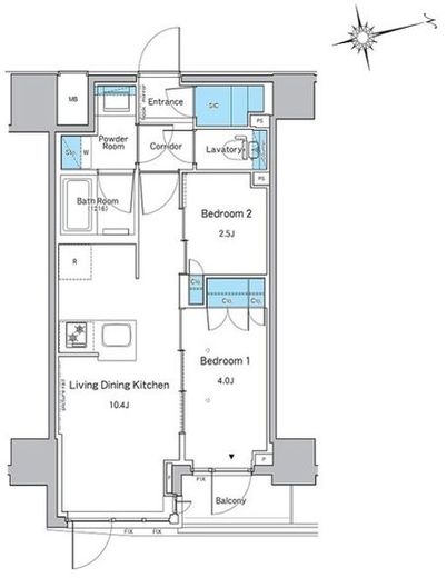 ルフォンプログレ品川戸越 705 間取り図