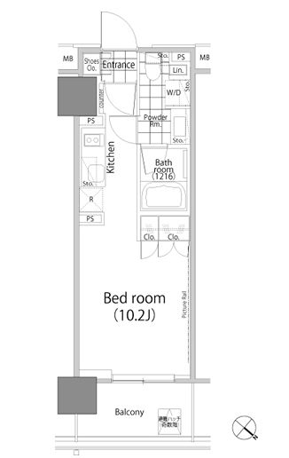 パークハビオ赤坂タワー 1603 間取り図