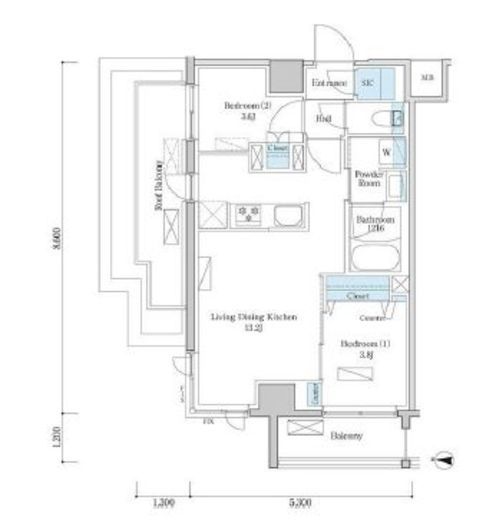 デュオフラッツ篠崎 701 間取り図