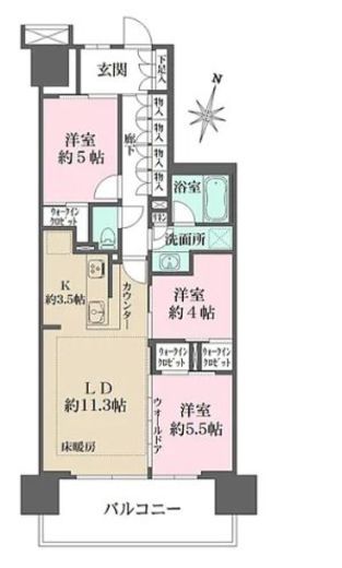 ザ・パークハウス本厚木 13階 間取り図